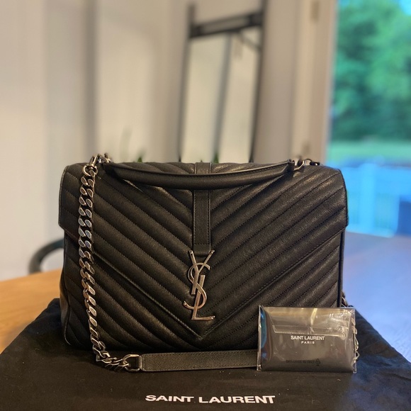 Saint Laurent College Large Chain Bag in Quilted Leather - Picture 3 of 14